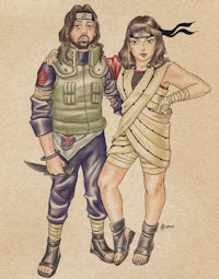 a drawing of a couple dressed in naruto costumes