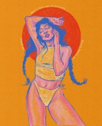 a drawing of a woman in a bikini